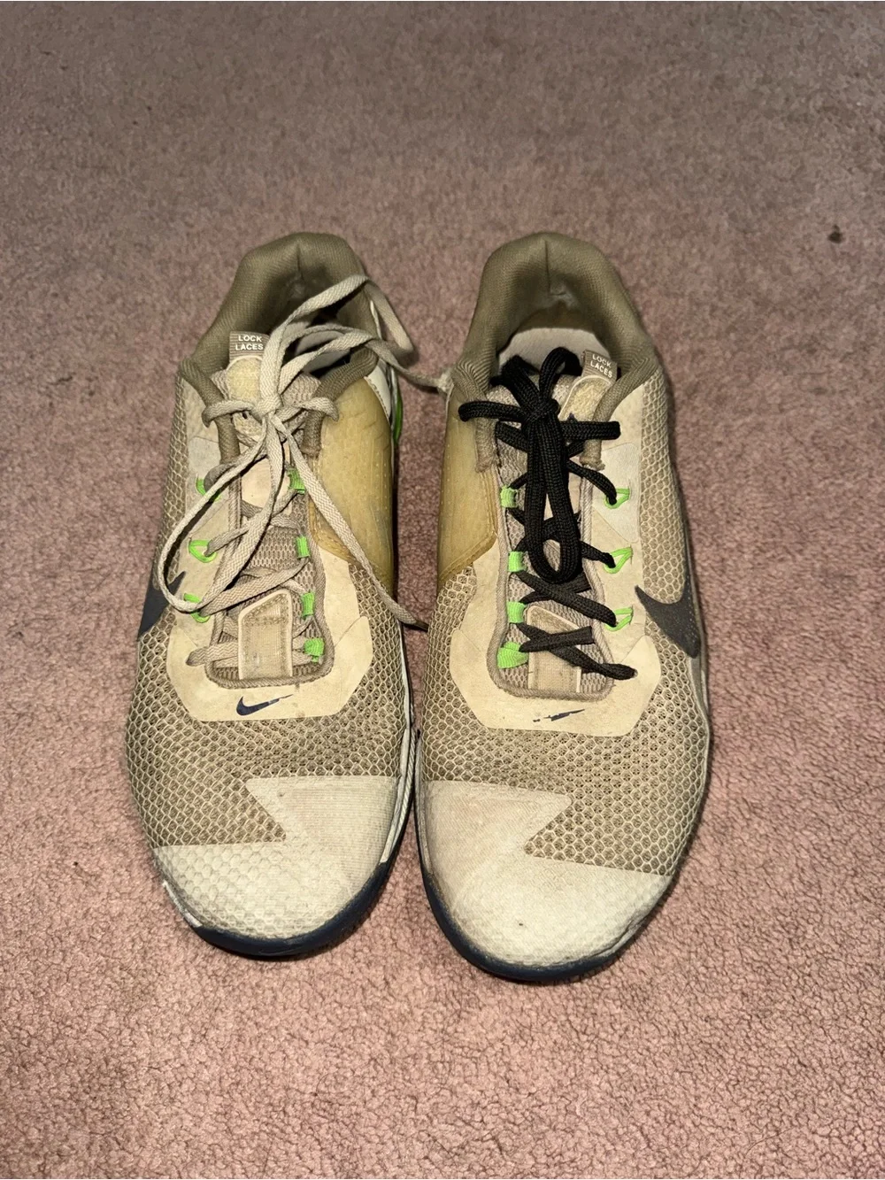 Nike Men’s Training Sneakers - Beige with Black & Green Accents